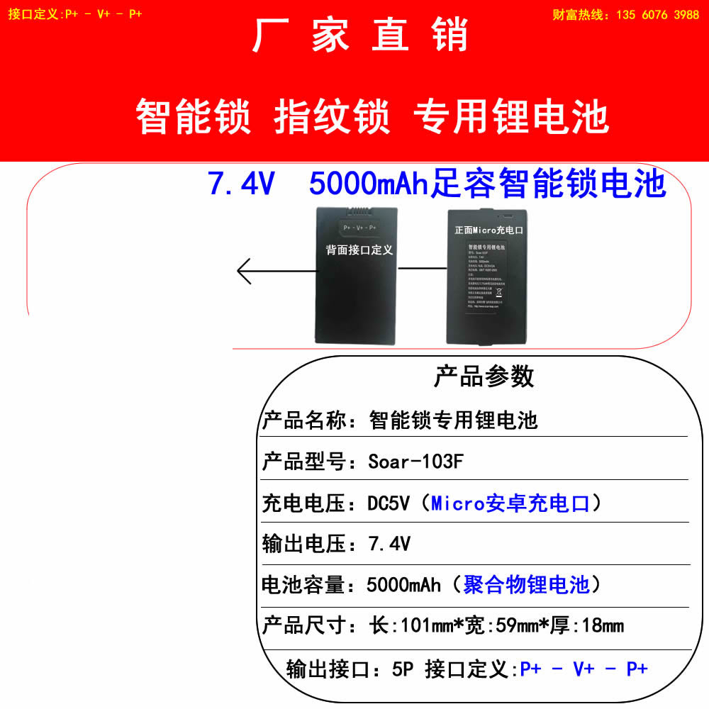 5000mAh-103F(P+ - V+ - P+)